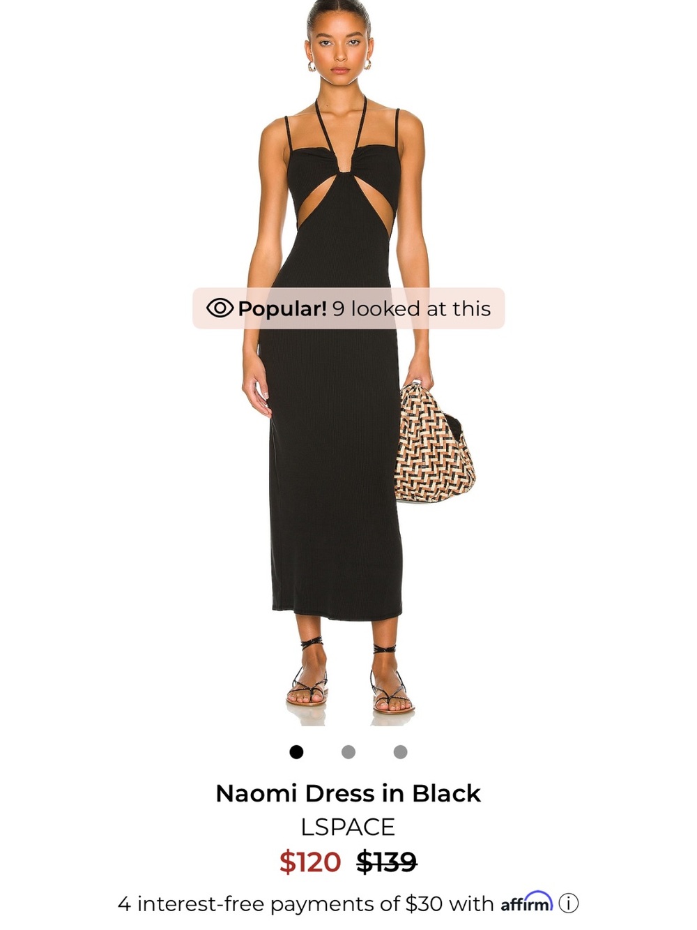 l*space Black Naomi Cutout Midi Dress